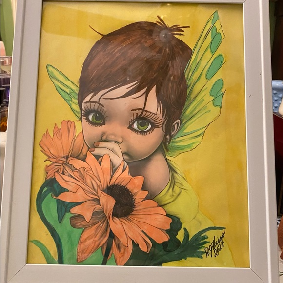 One of a kind. Signed, framed art. Mixed medium-acrylic & watercolor - Picture 1 of 2